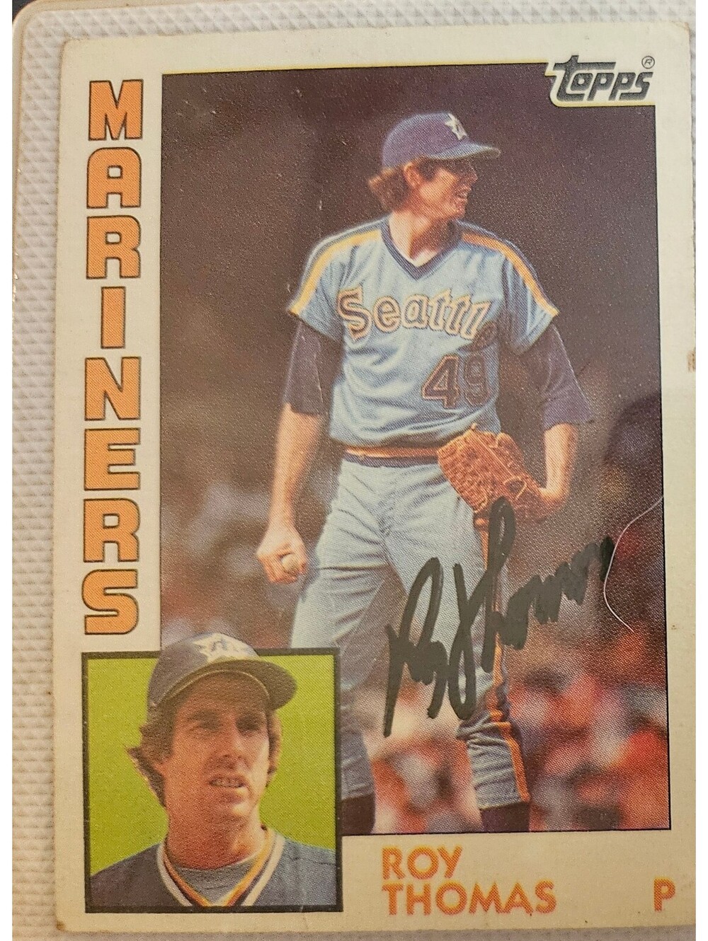 ROY THOMAS hand Signed 1984 Topps Card autograph MARINERS